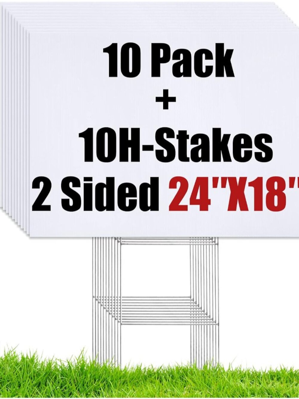 10 Large Blank Yard Signs with Stakes 18 x 24",Corrugated Plastic Lawn Sign kit